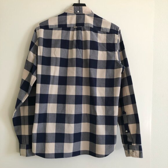J. Crew Blue & Cream Buffalo Check Oxford Shirt, Medium, Slim - Picture 2 of 8